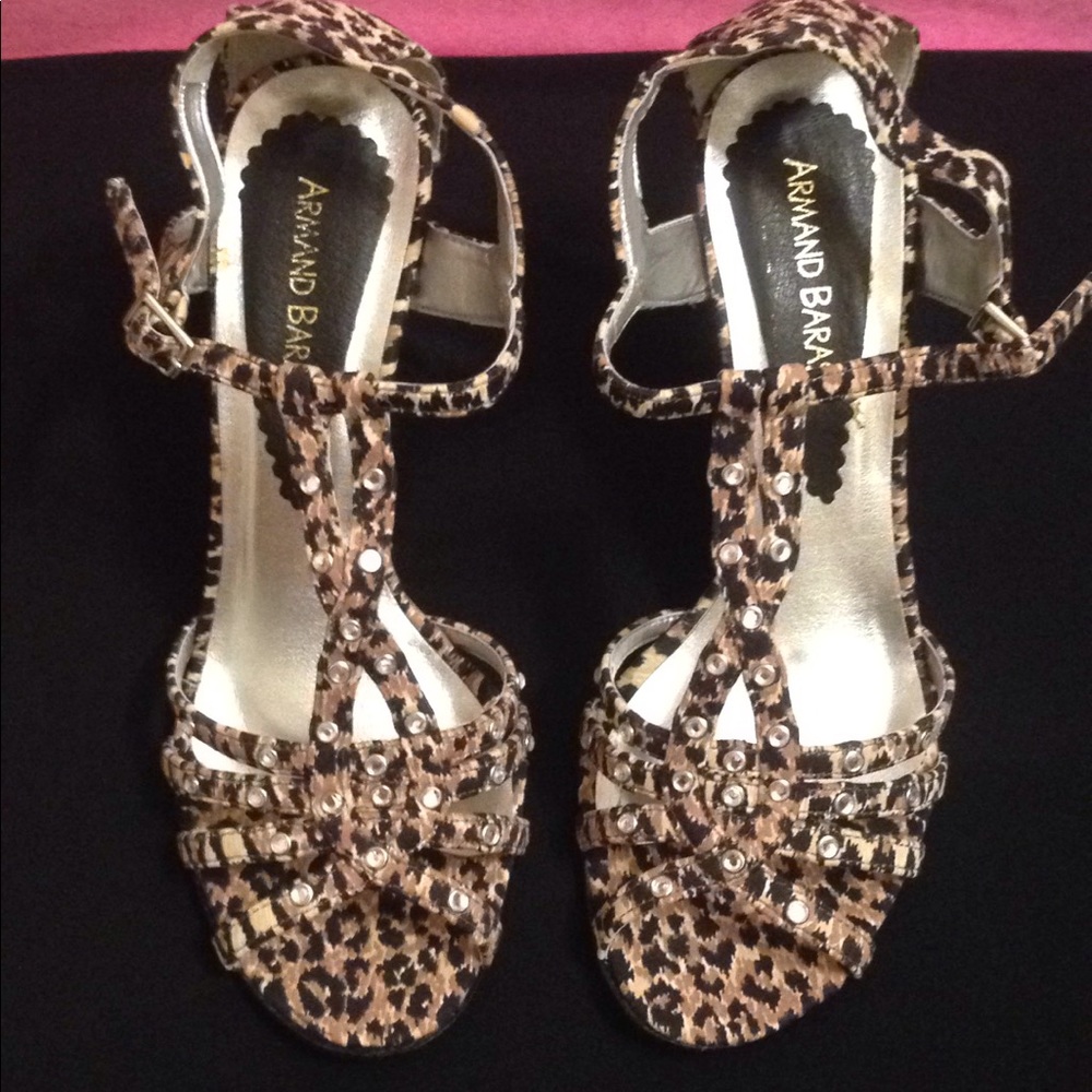 Armand Barasa Leopard print, clear stones heels